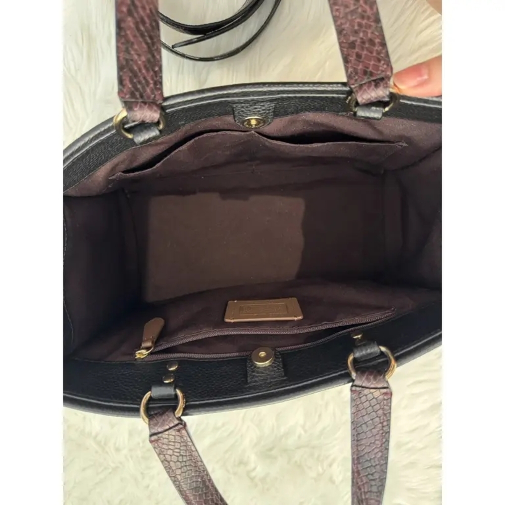 NWOT COACH Black Leather Tote with Dino Motif and Pink Snake-Print Strap - Picture 3 of 10